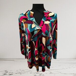 Dear Scarlett Graphic Relaxed Pink Blue Blouse - Size S